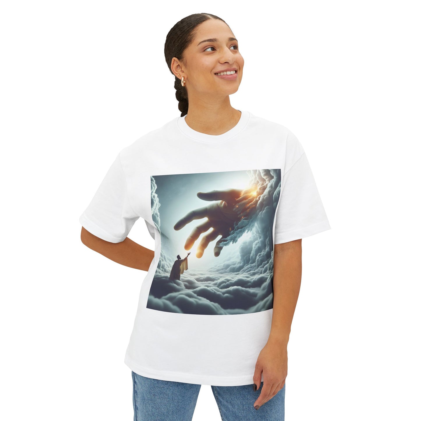 Heavenly Connection Oversized Tee, Unisex Tee, Graphic Tee, Casual Wear, Gift for Art Lovers