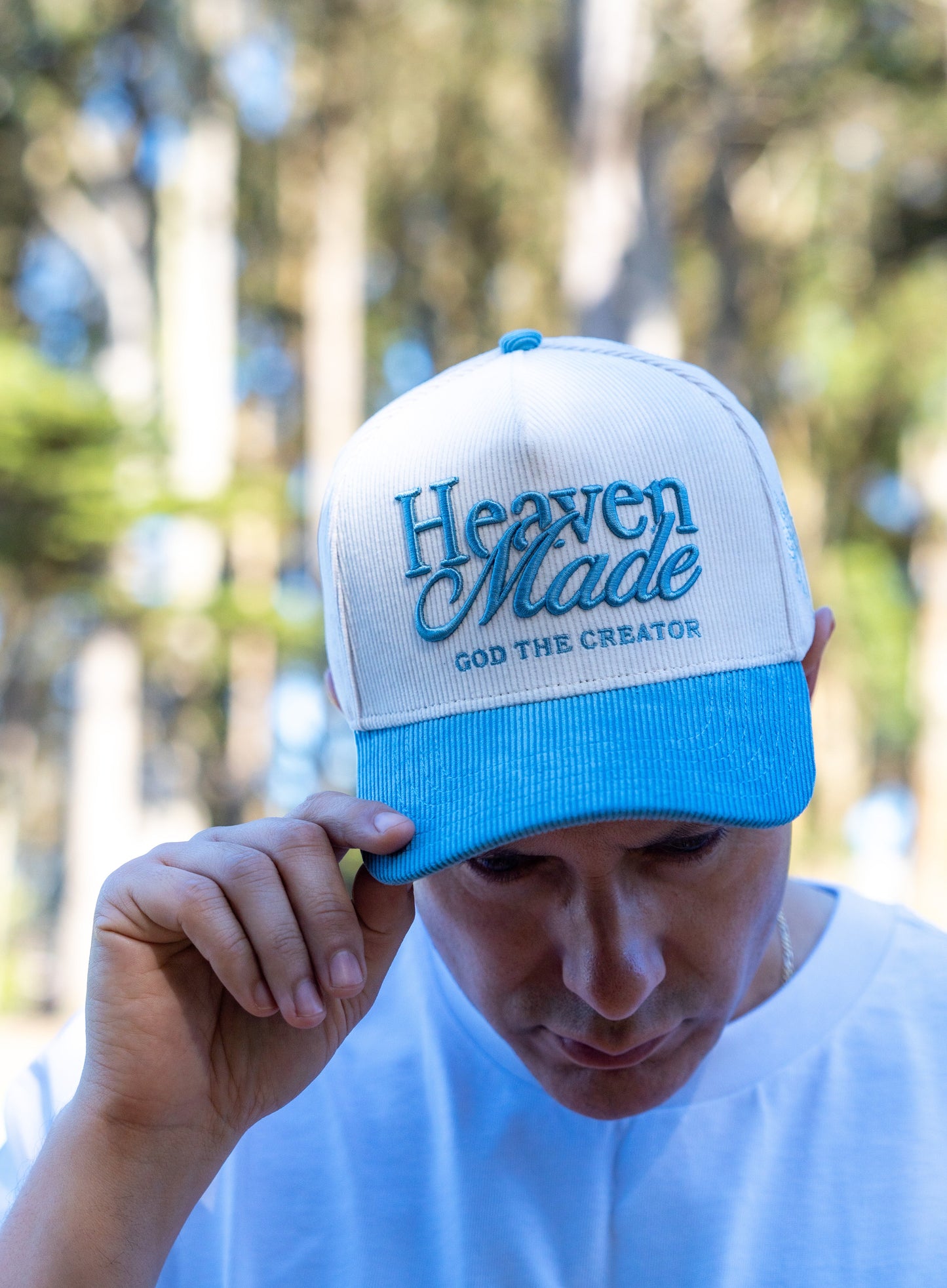 Heaven Made God the Creator LUX Hat - Baby Blue + Cream