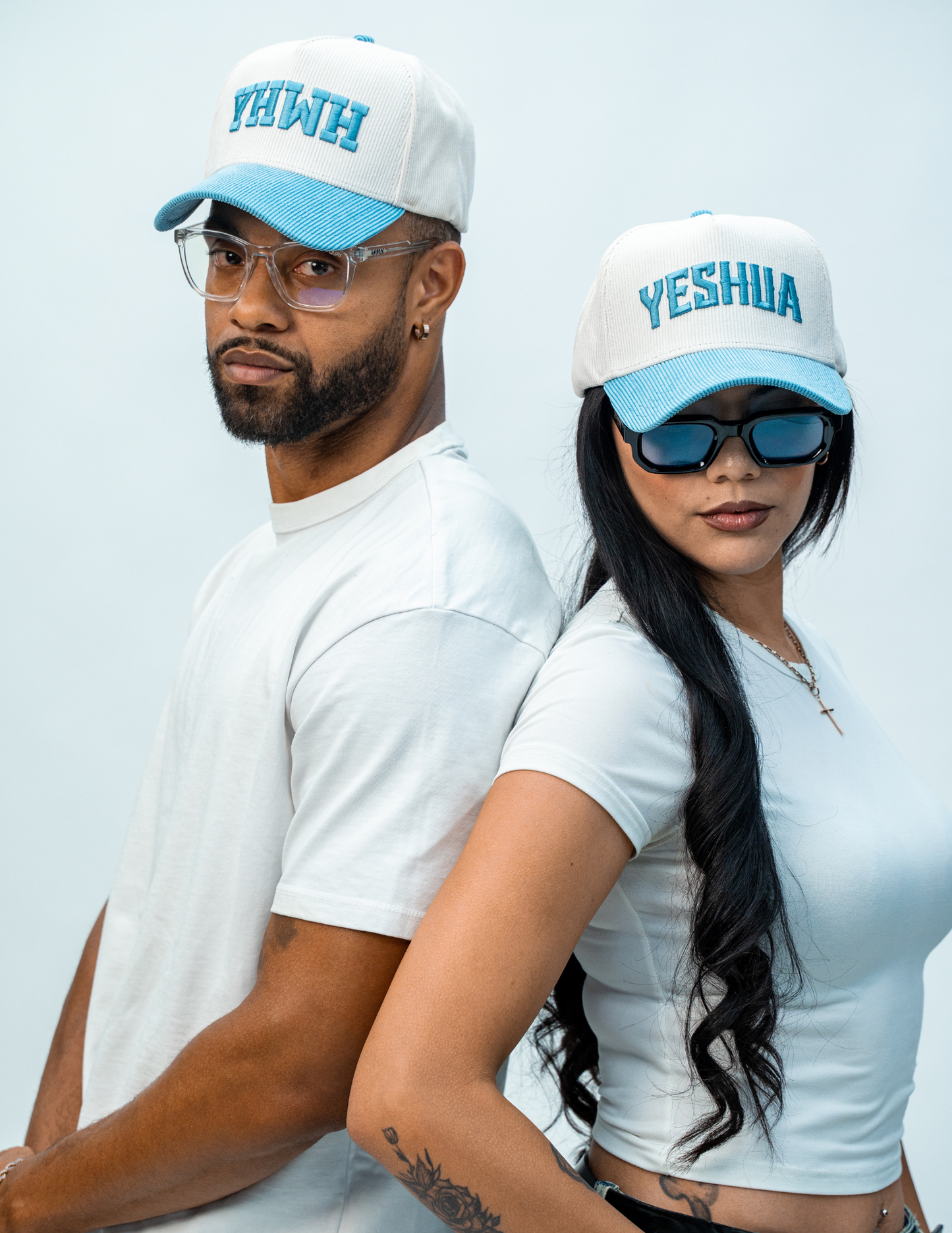 YHWH LUX Hat - Baby Blue + Cream