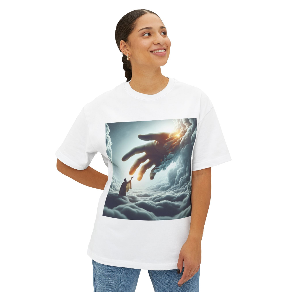 Heavenly Connection Oversized Tee, Unisex Tee, Graphic Tee, Casual Wear, Gift for Art Lovers